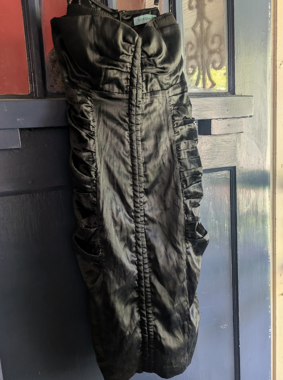Vintage GUESS by Marciano black satin corset dress